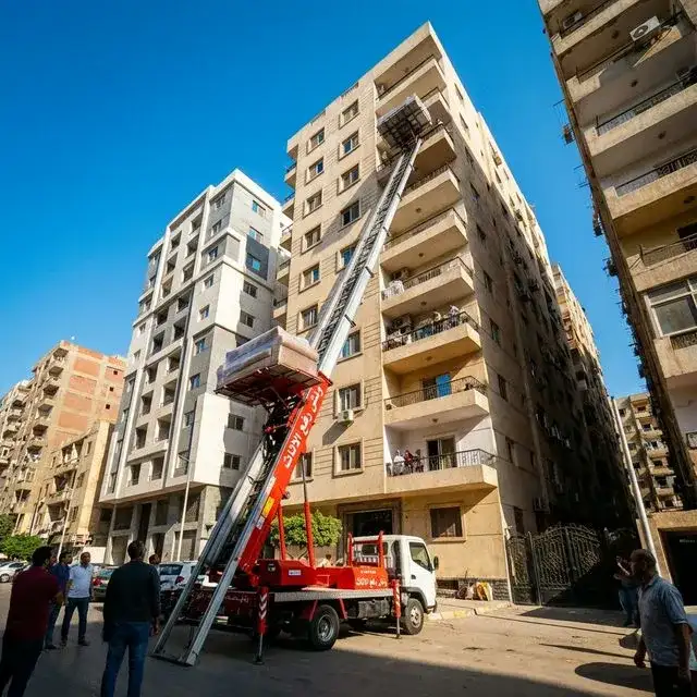 ونش رفع عفش هيدروليكي حديث يرفع الاثاث للادوار العليا بأمان تام في المنوفية